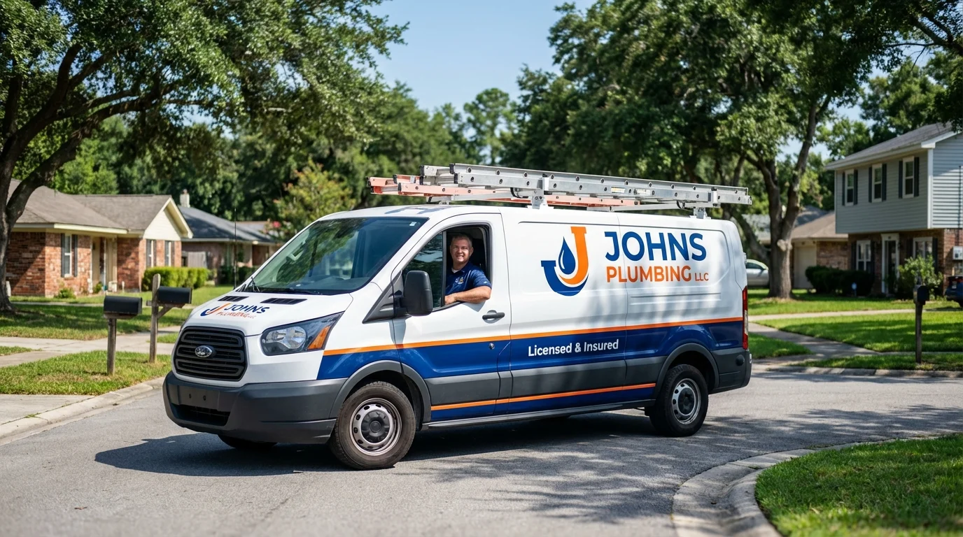 Johns Plumbing LLC service van in Dallas, GA