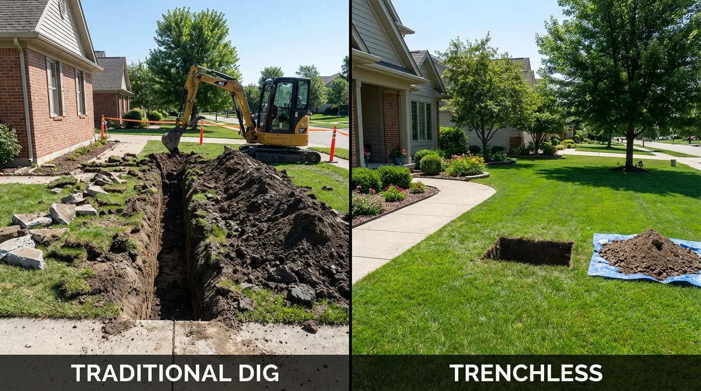 Trenchless sewer repair with minimal yard damage versus traditional excavation in Dallas, GA